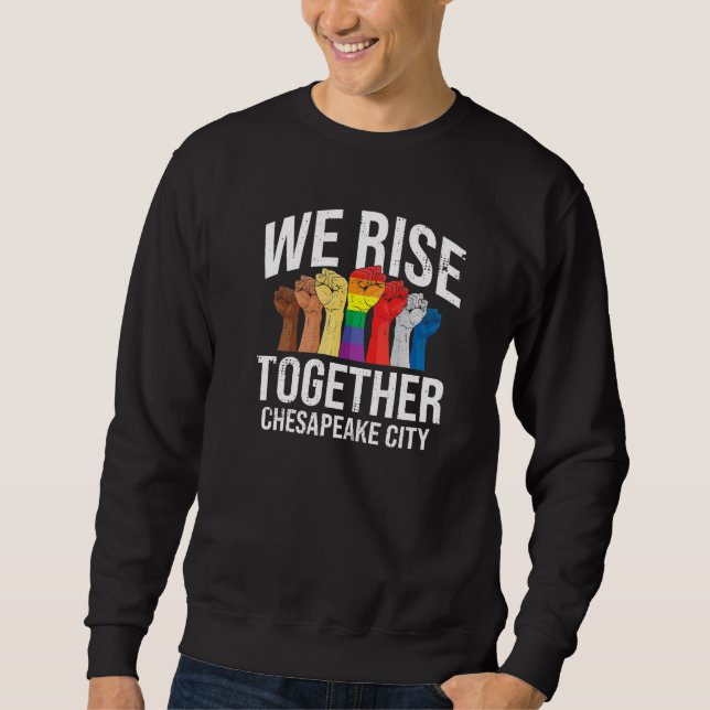 Moletom Levantamo-Nos Juntos Da Cidade De Chesapeake Lgbtq (Frente)