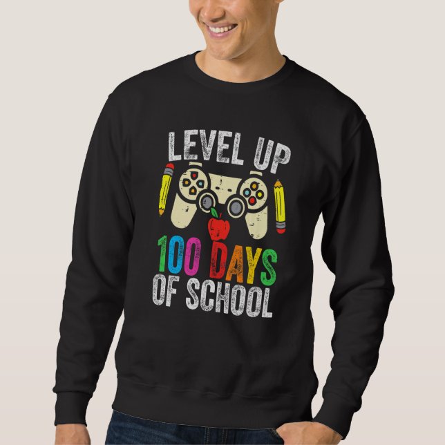 Moletom Level Up 100 Days Of School Gamer Game Lover Happy (Frente)