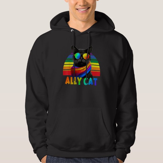 Moletom LGBT Ally Cat Be Kind Gay Rainbow  LGBTQ Flag Gay  (Frente)