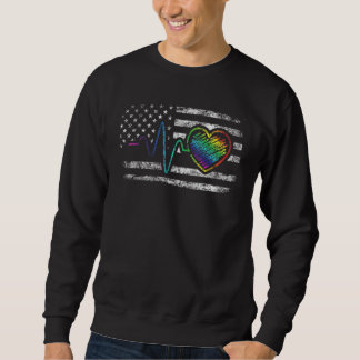 Moletom Lgbt Rainbow Heartbeat Retro Us Flag Pride Equalit