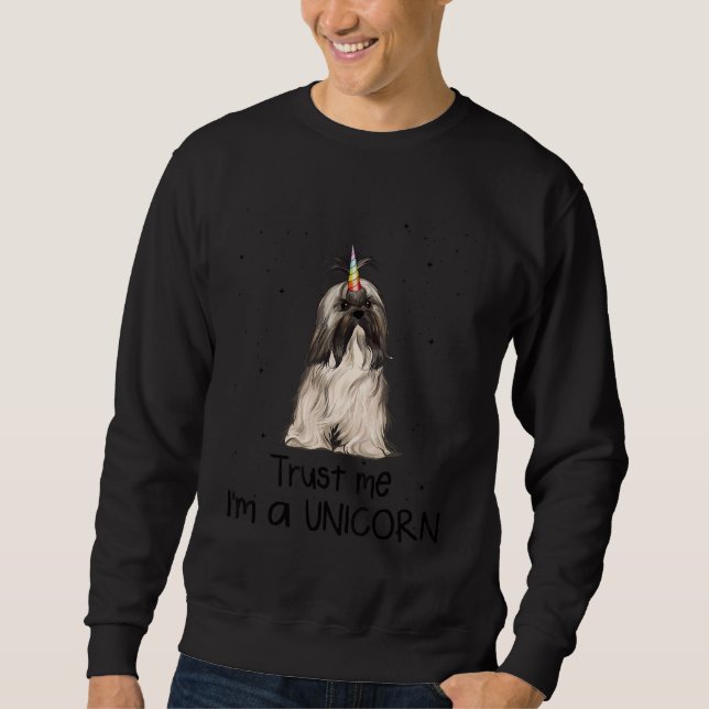 Moletom Lhasa Apsos Confia em Mim Eu sou um Cão Unicórnio (Frente)