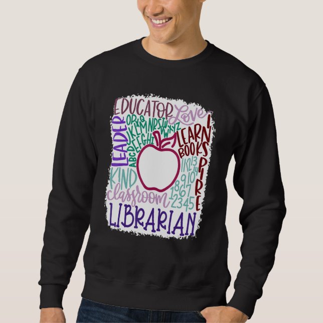 Moletom Librarian Teacher In Typography Teacher Back 2 Sch (Frente)