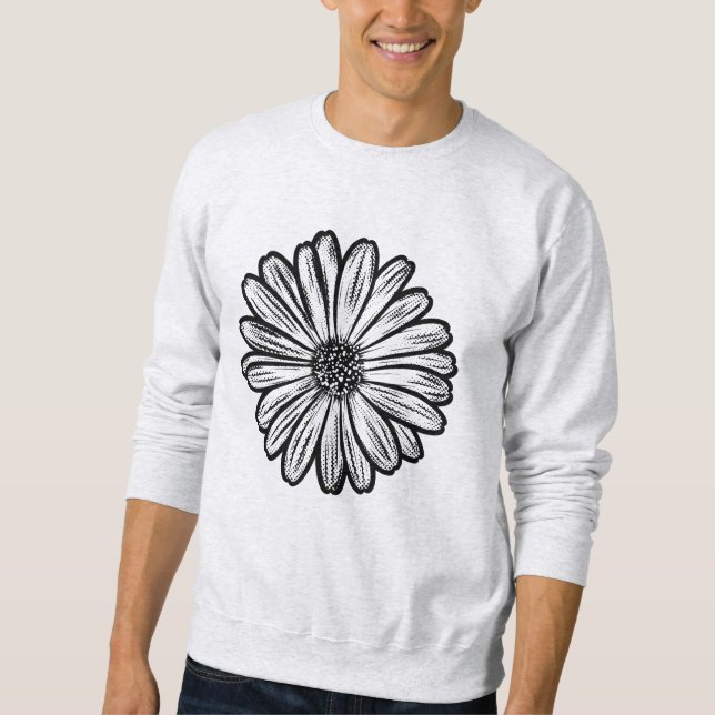 Moletom Linda Flor de Margarida, Ilustração de Meio-Tons (Frente)