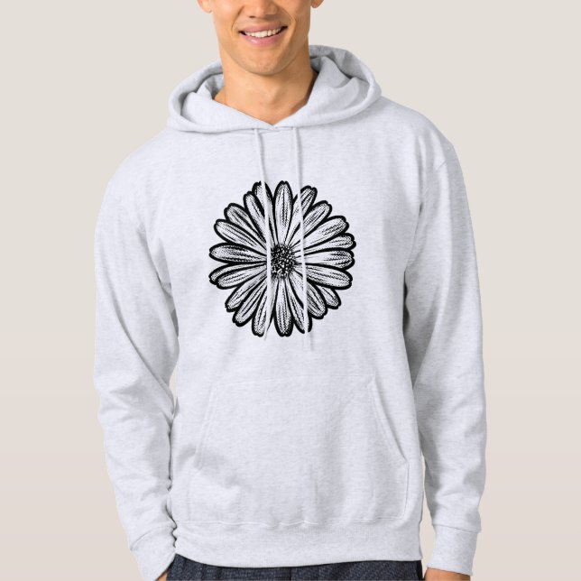Moletom Linda Flor de Margarida, Ilustração de Meio-Tons (Frente)