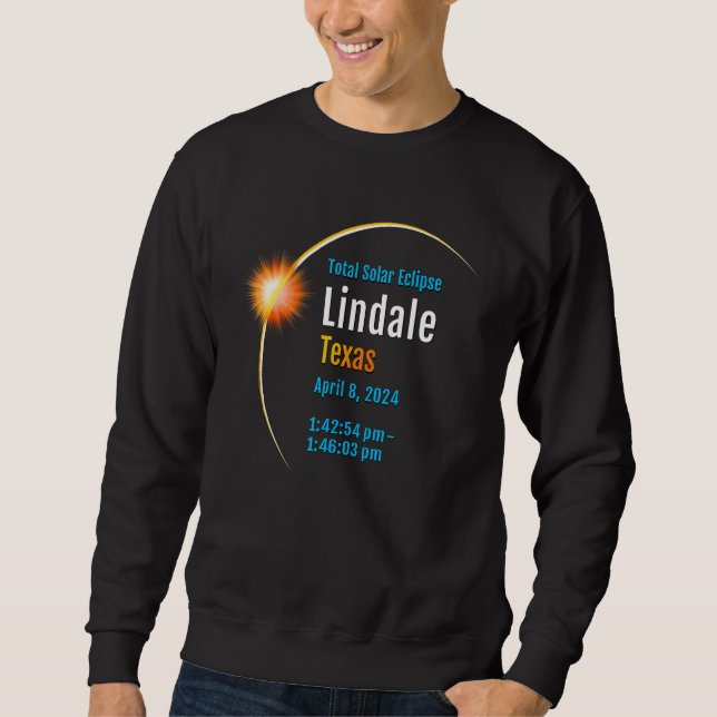 Moletom Lindale Texas Tx Eclipse Total do Sol 2024  1  (Frente)