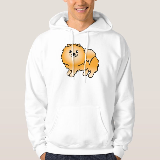 Moletom Lindo cachorro de desenho animado Pomerânia laranj (Frente)