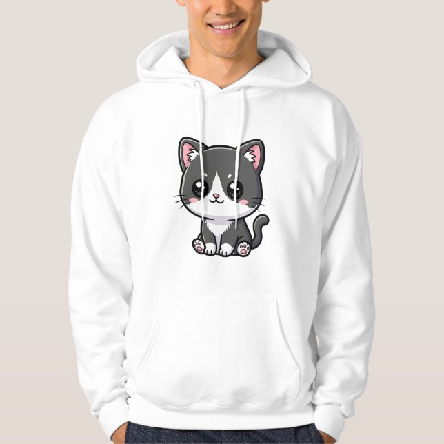 Moletom Lindo gatinho chibi preto e branco (Frente)