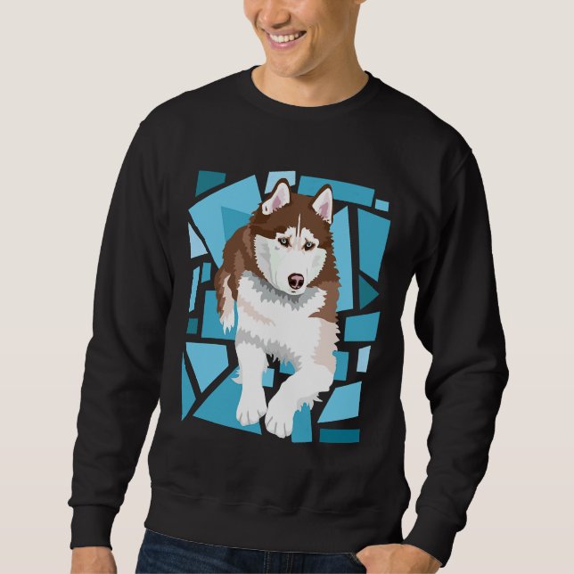 Moletom Lindo Husky Siberiano Marrom Vermelho (Frente)