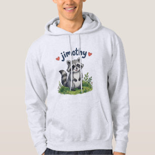 Moletom Lindo Jimothy Guaxinim no Jardim com Corações