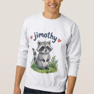 Moletom Lindo Jimothy Guaxinim no Jardim com Corações