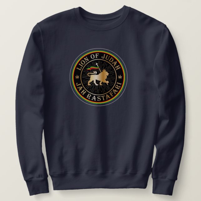 Moletom Lion of Judah Jah Rastafari Rasta Roots Sweater (Frente do Design)