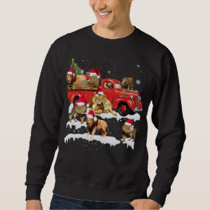 Moletom Lion Riding Red Truck Feliz Natal X mas Ugly G