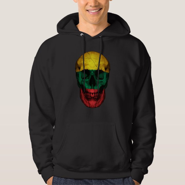 Moletom Lithuania Flag Skull Lithuanian Roots Proud Patrio (Frente)