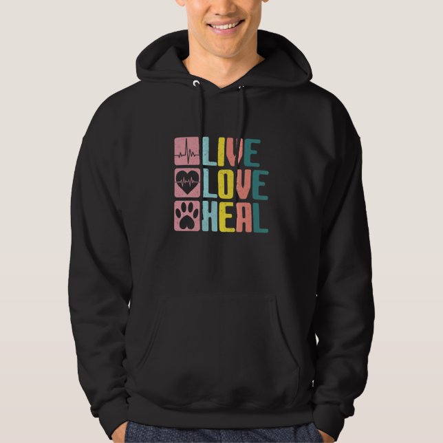 Moletom Live Love Heal Vet Tech Veterinary Technicic Cat (Frente)