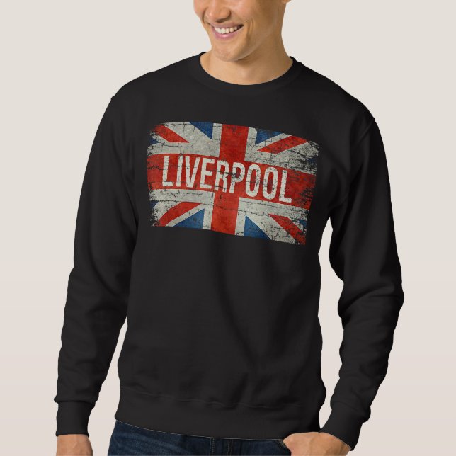 Moletom Liverpool, Reino Unido, British Flag Vintage Souv (Frente)