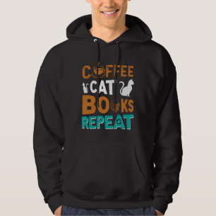 Moletom Livros de café para gatos Repetir, ler e amantes d