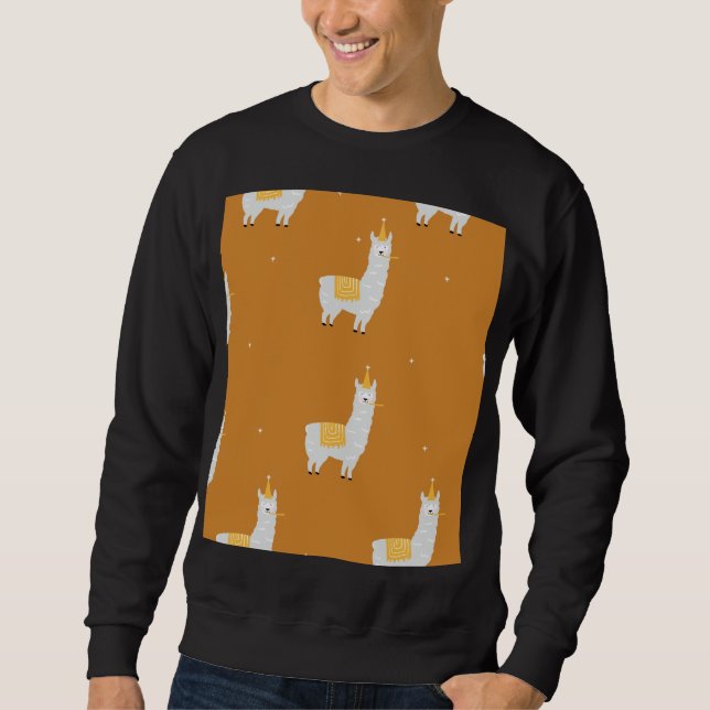 Moletom Llama, fundo laranja: padrão de aniversário. (Frente)