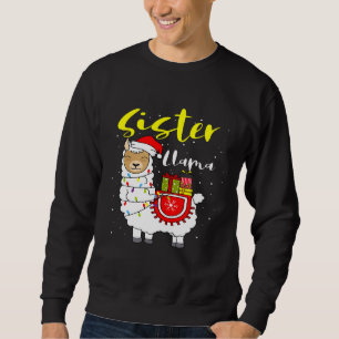 Moletom Llama Irmã Luzes Chapéu de Papai Noel Xmas Pijama