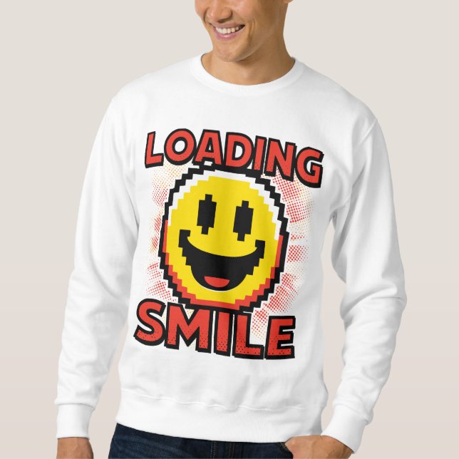 Moletom Loading Smile – Retro Pixel Art 8-Bit Smiley Face (Frente)