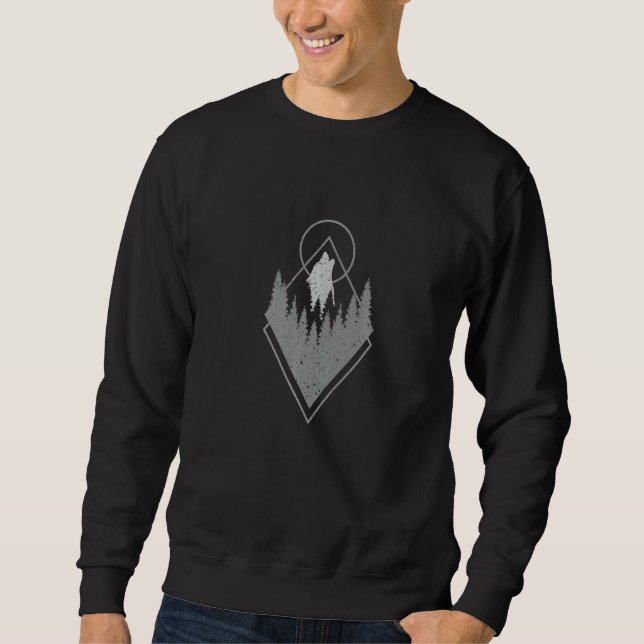 Moletom Lobo Na Abstrato de Arte Florestal Com Diamante E  (Frente)