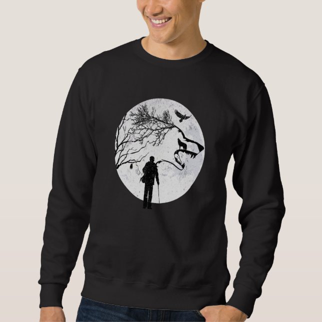 Moletom Lobo Na Lua Árvore De Lobo Leve E Velho (Frente)