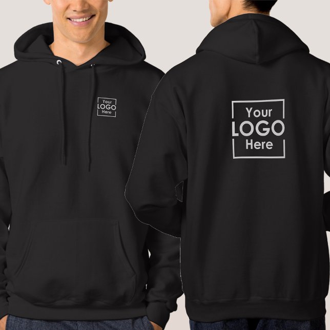 Moletom Logotipo de empresa personalizado simples Parte fr (Simple Personalized Business Logo Front Back Black Hoodie)