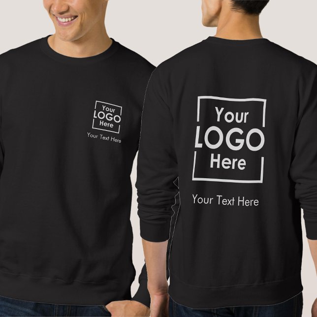 Moletom Logotipo de empresa personalizado simples Texto fr (Simple Personalized Business Logo Text Front Back Sweatshirt)