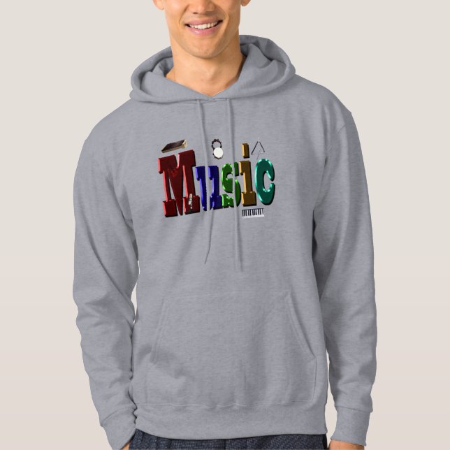 Moletom Logotipo De Imagem Musical Com Instrumentos, (Frente)