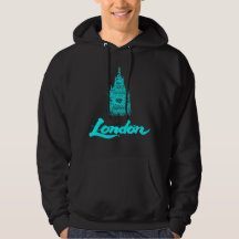 Londres Neon Ciano Big Ben Esboço Moderno Preto