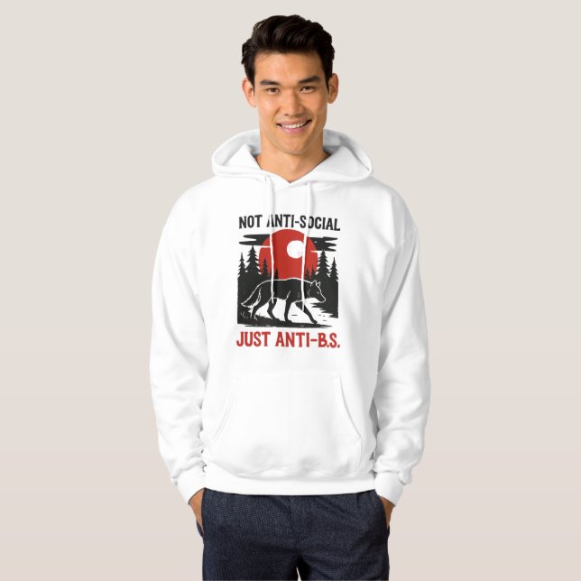 Moletom Lone Wolf Code – Not Anti-Social, Just Anti-B.S. (Frente Completa)