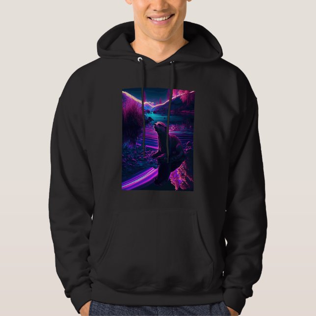 Moletom Lontra Marinha Legal Synthwave Lontra Errante (Frente)