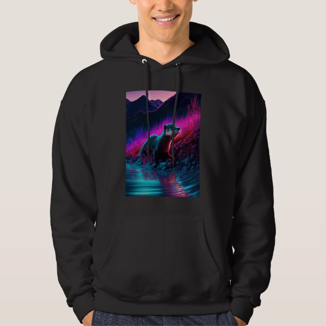 Moletom Lontra Marinha Legal Synthwave Lontra Errante  1 (Frente)