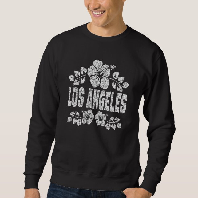 Moletom Los Angeles Flowers Distressed White Print (Frente)