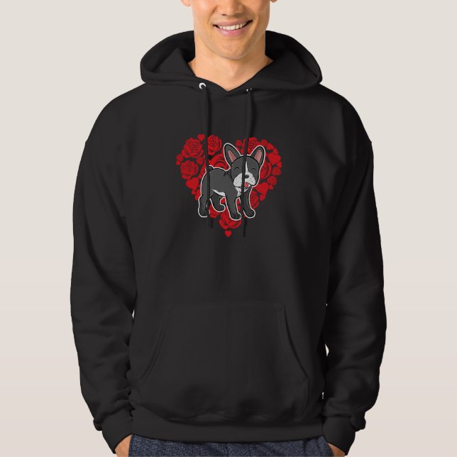 Moletom Love Heart Valentine's Day Roses French Bulldog Bo (Frente)