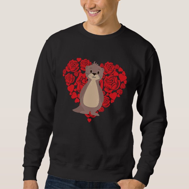Moletom Love Heart Valentine's Day Roses Sea Otter Boys Ki (Frente)