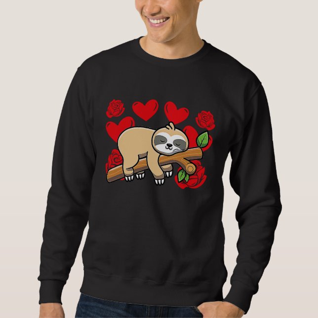 Moletom Love Heart Valentine's Day Roses Sloth Boys Kids (Frente)