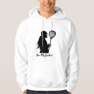 Moletom Love My Goalie White Hoodie-Lacrosse Goalie Girl