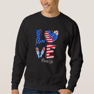 Moletom Love Nurse Life 4 De Julho American Flag Patrioti