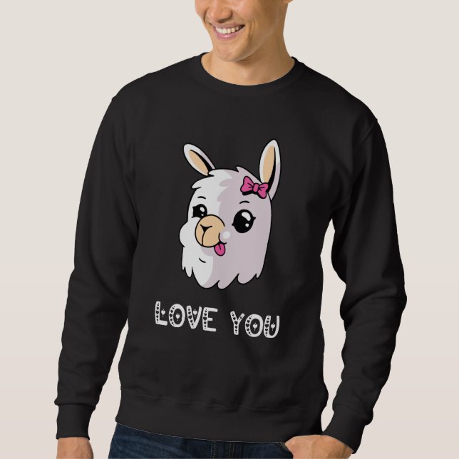 Moletom Love You Llama Valentine's Day Lovely Date Nights  (Frente)