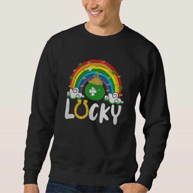 Moletom Lucky Horseshoe Rainbow Funny St. Patrick' Day (Frente)