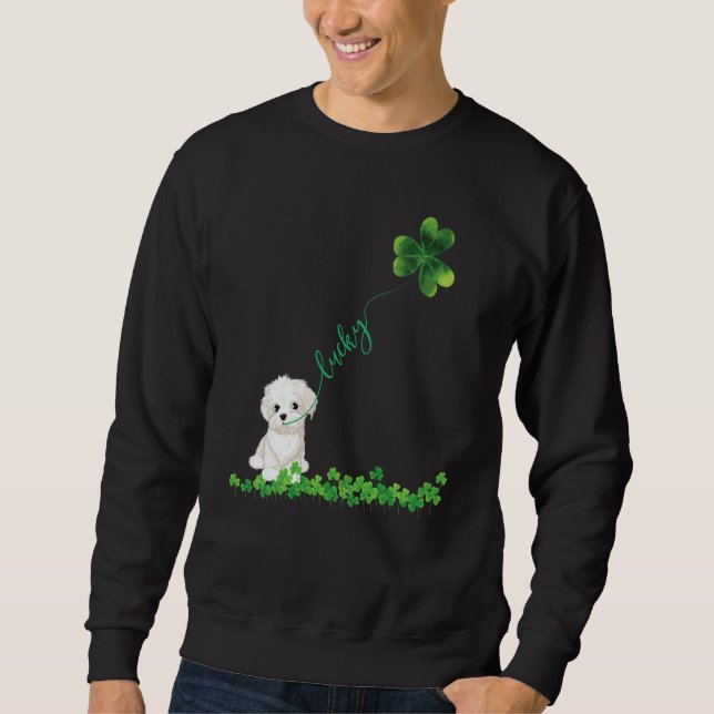 Moletom Lucky Maltese Dog Shamrock St Patrick Day For Wome (Frente)