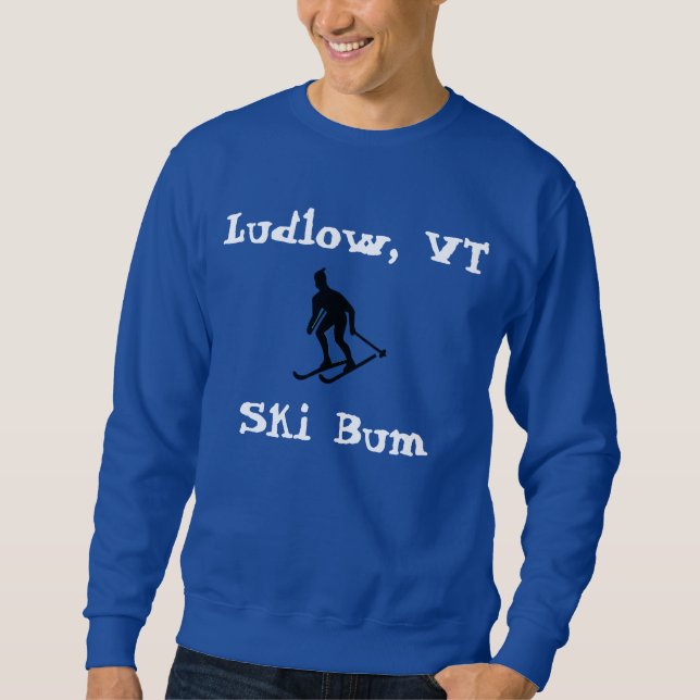 Moletom Ludlow, VT, Icy Trail Ski Bum (esquiando o leste) (Frente)
