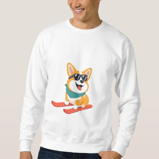 Moletom Lustiger Corgi em esquis (Frente)