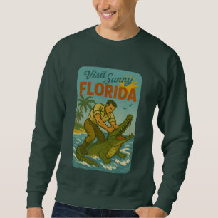 Moletom Luta de Jacaré na Flórida Divertido Retro Costei