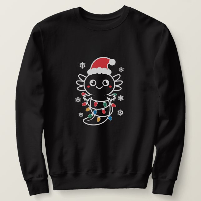 Moletom Luzes de Natal de Axolote Fofas (Frente do Design)