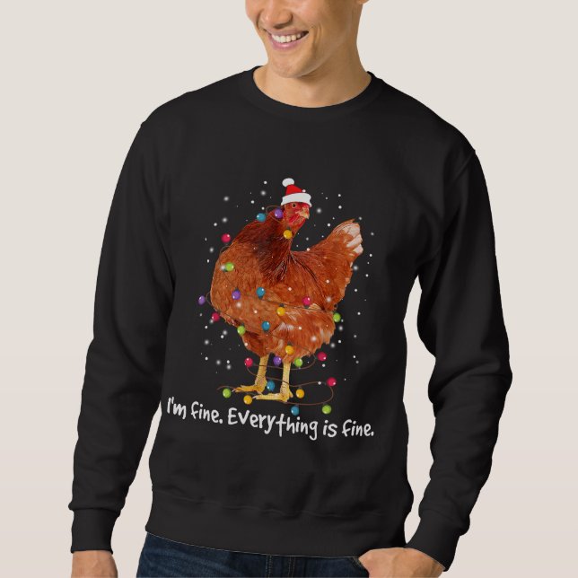 Moletom Luzes de Natal de frango Estou bem Está tudo bem (Frente)