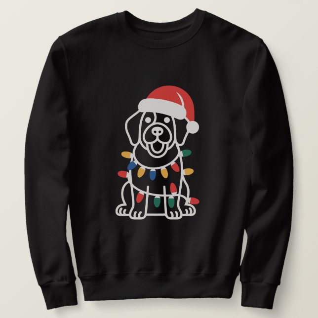 Moletom Luzes de Natal e Chapéu de Cachorro Fofo (Frente do Design)