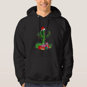 Moletom Luzes de Natal Engraçadas Cactus Santa Hat Amantes