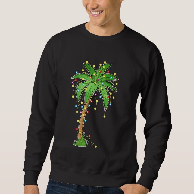 Moletom Luzes De Natal Palm Tree Beach Funny Tropical Xm (Frente)