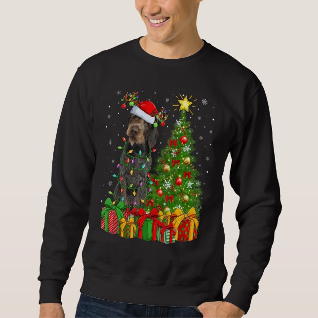 Moletom Luzes de Natal Pointer de Cabelo Raspado Alemão Na (Frente)